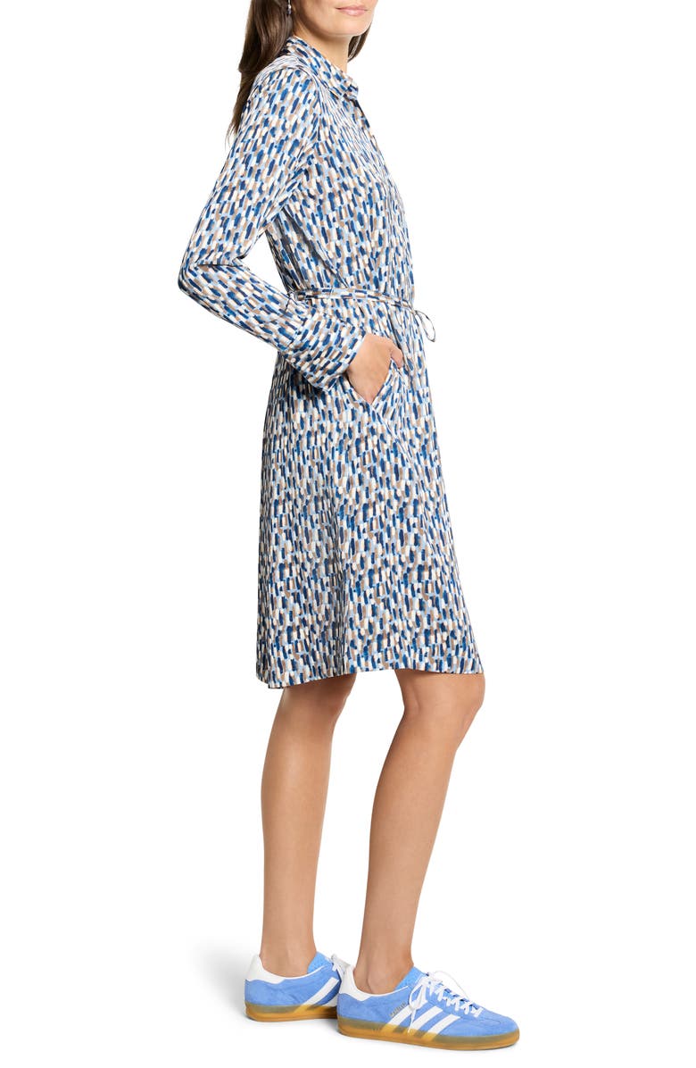 NIC+ZOE Brushstrokes Devon Long Sleeve Dress, Alternate, color, Neutral Blue Multi
