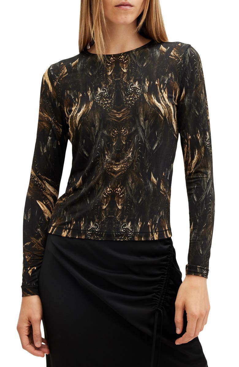 AllSaints Katlyn Abstract Print Knit Top, Main, color,