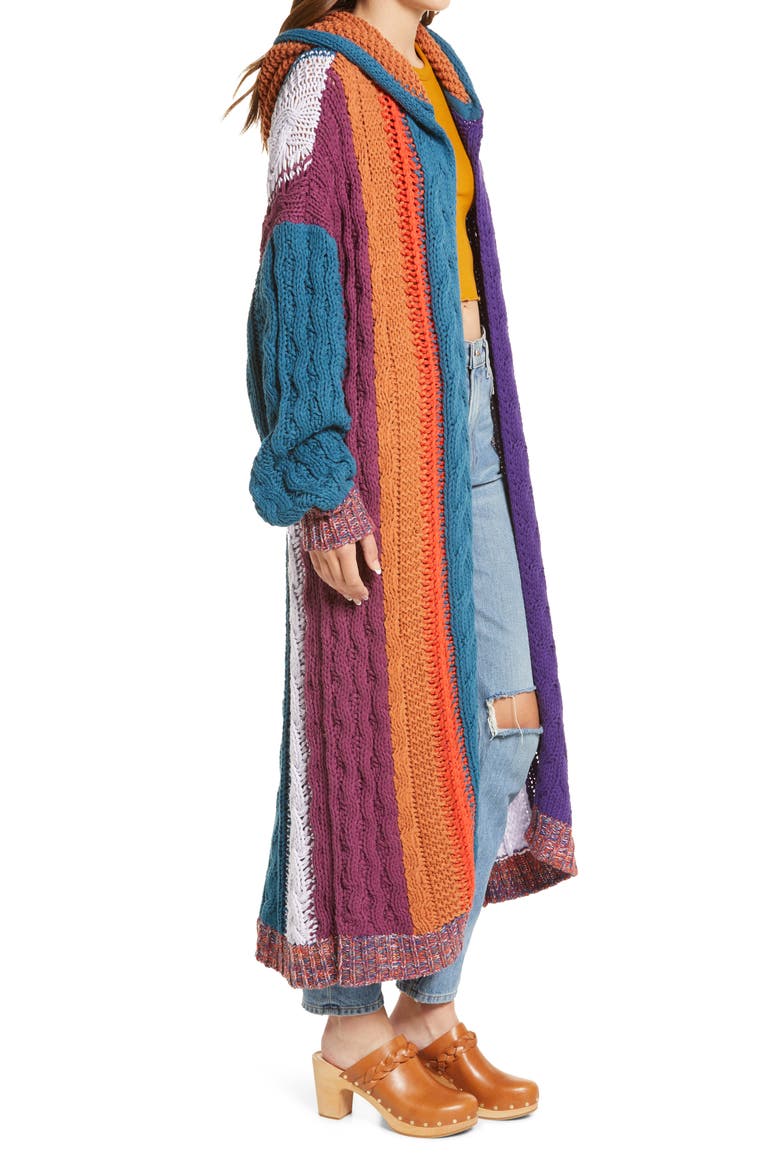 Hearts on Fire Stripe Hooded Long Cardigan, Alternate, color, HEARTS ON FIRE COMBO