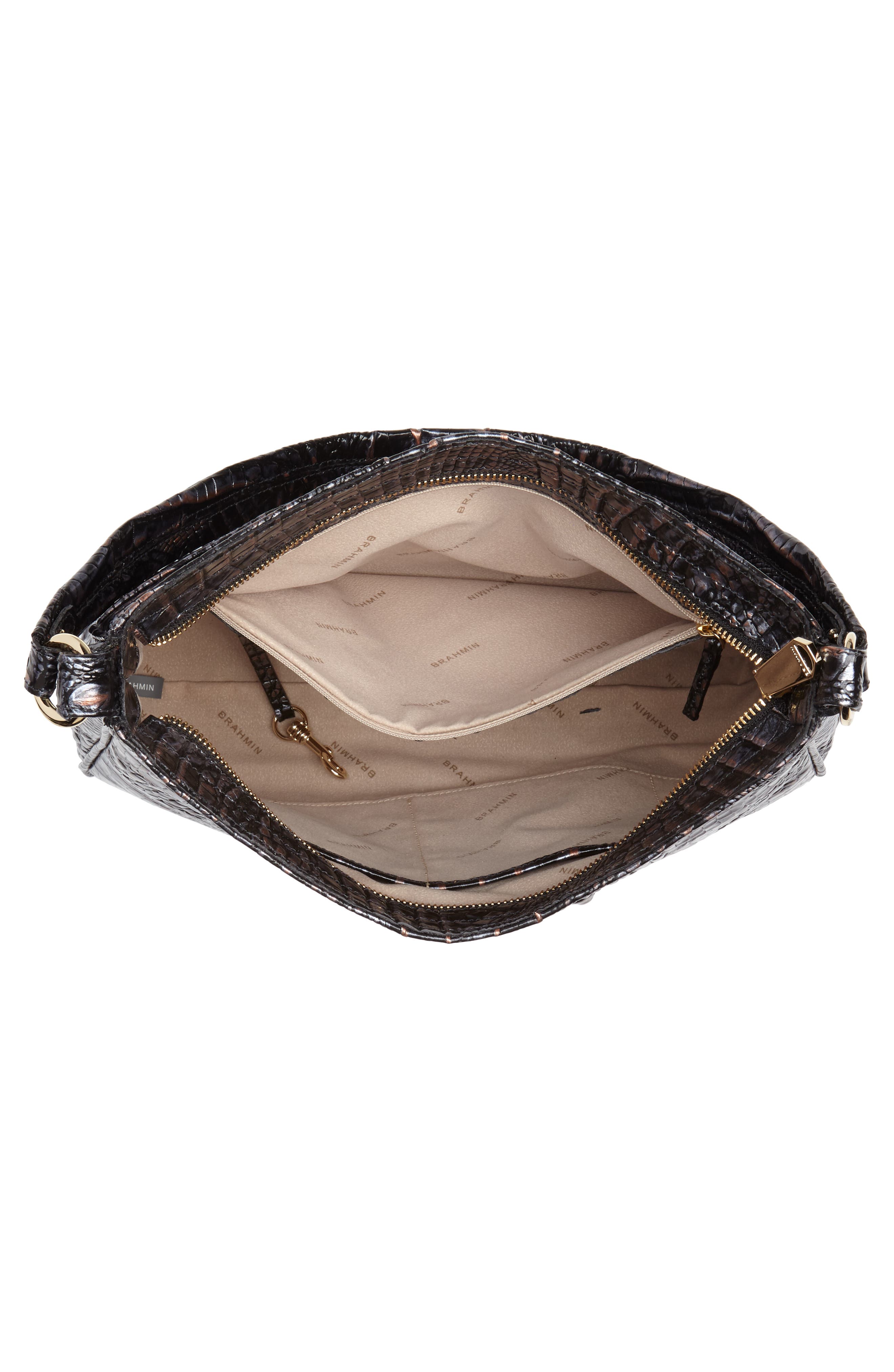 Brahmin Nadia Croc Embossed Leather Shoulder Bag, Alternate, color, 