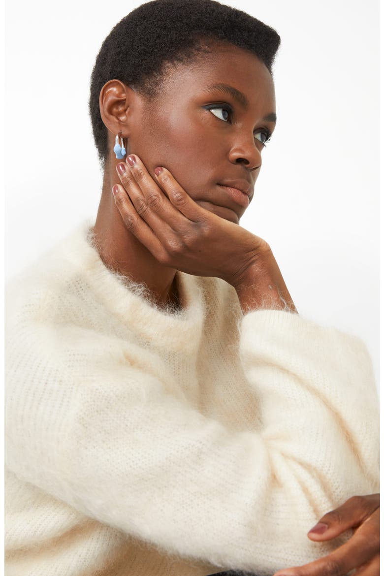 Fuzzy Crewneck Sweater, Alternate, color, BEIGE MELANGE
