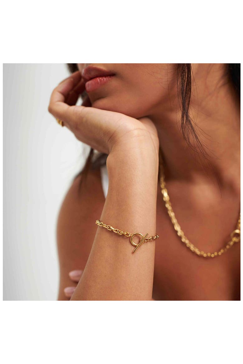 Cuban Chain T Bar Bracelet, Alternate, color, GOLD