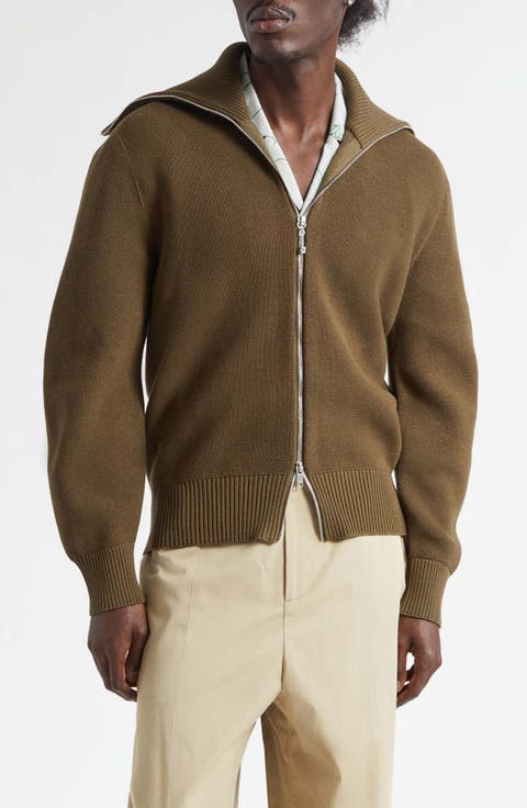 Wool & Cotton Double Knit Zip Cardigan