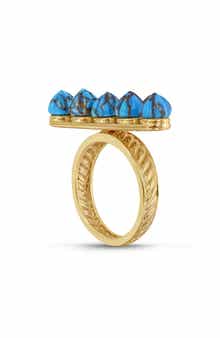 LuvMyJewelry Sun 14K Gold Vermeil Turquoise Ring Pendant Necklace