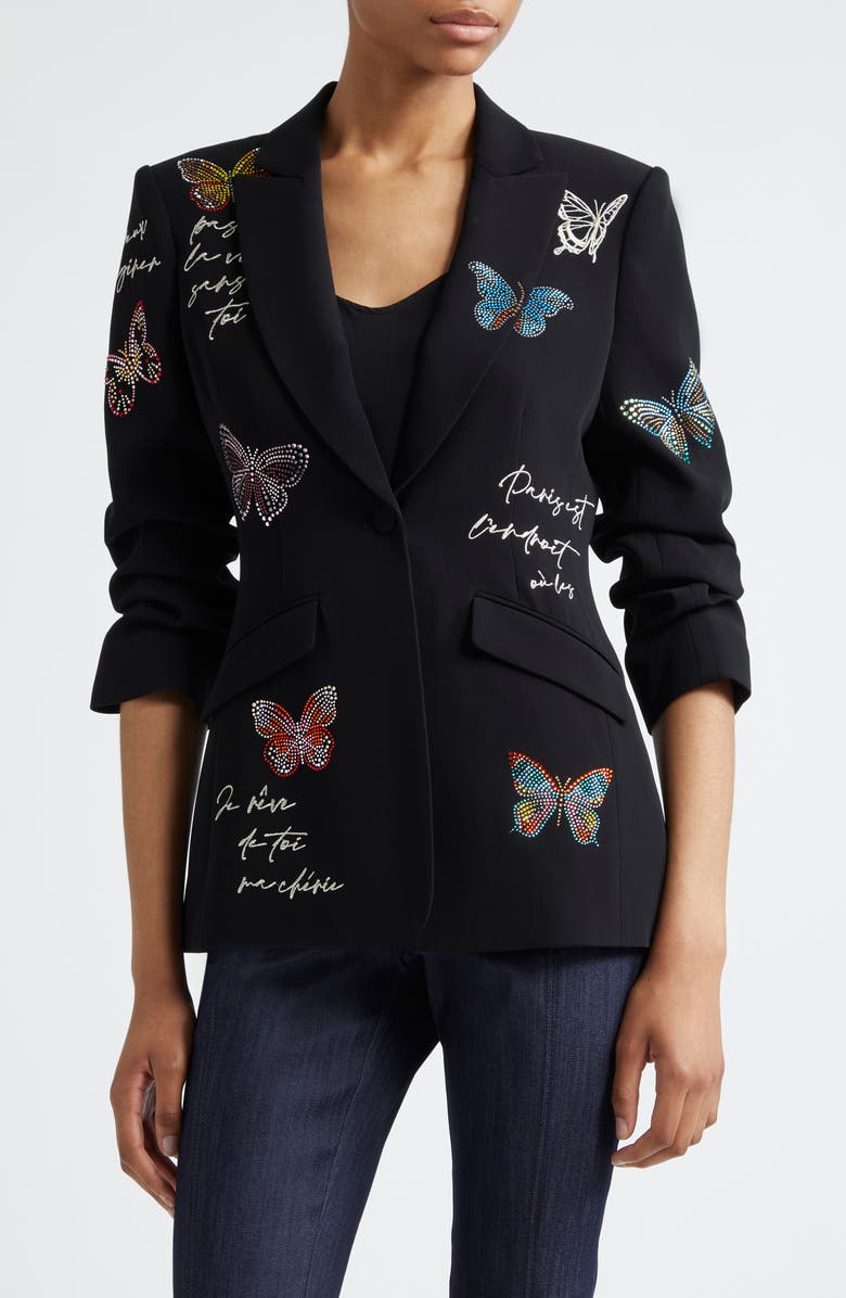 Cinq à Sept Beaded Butterfly Love Letter Jacket, Main, color,