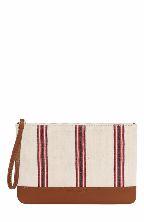 K'Ai & Vrosi Apollon Calfskin & Handloomed Fabric Clutch in Brown  product