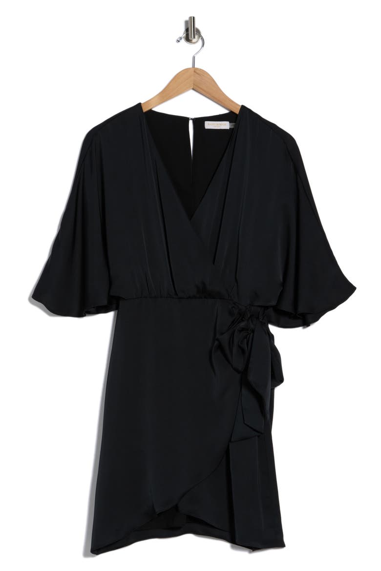 Alexis Faux Wrap Minidress, Alternate, color, BLACK