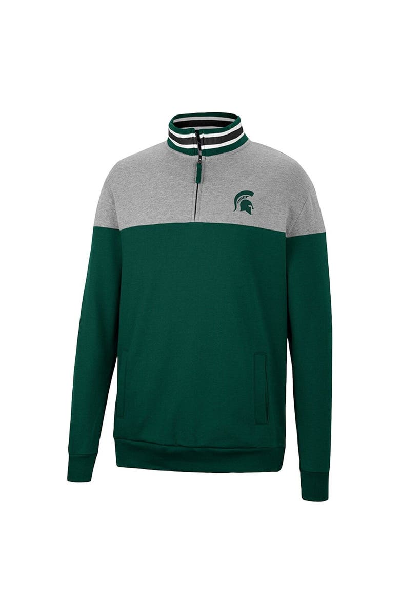 COLOSSEUM Men's Colosseum Green/Heather Gray Michigan State Spartans Be the Ball Quarter-Zip Top, Alternate, color, Green