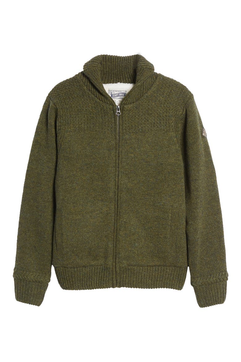 Lined Wool Blend Zip Sweater Jacket, Alternate, color, MOSS