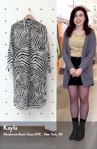 Junya Watanabe Zebra Print Long Sleeve Shirtdress (Women) | Nordstrom
