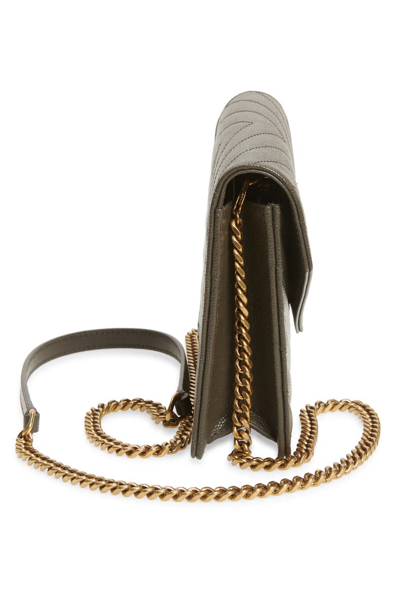 Monogram Quilted Leather Wallet on a Chain, Alternate, color, PEBBLE