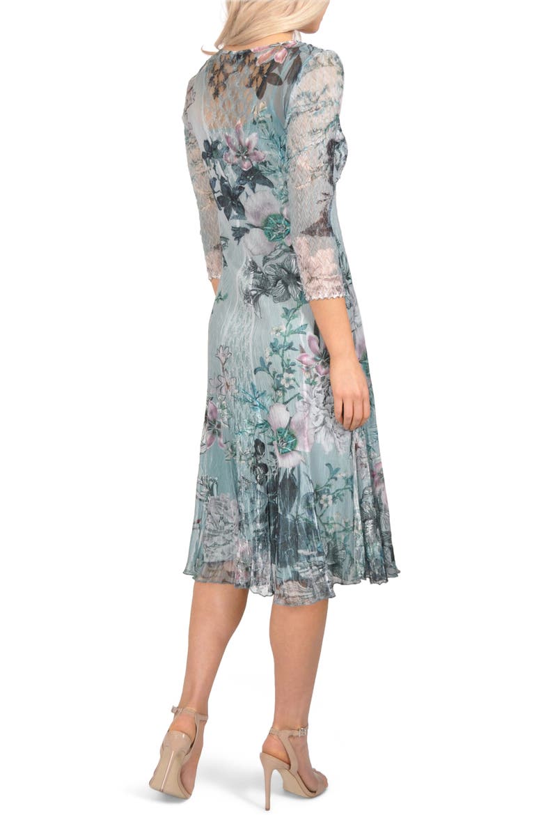 Floral Chiffon A-Line Dress, Alternate, color, BOTANIC JADE