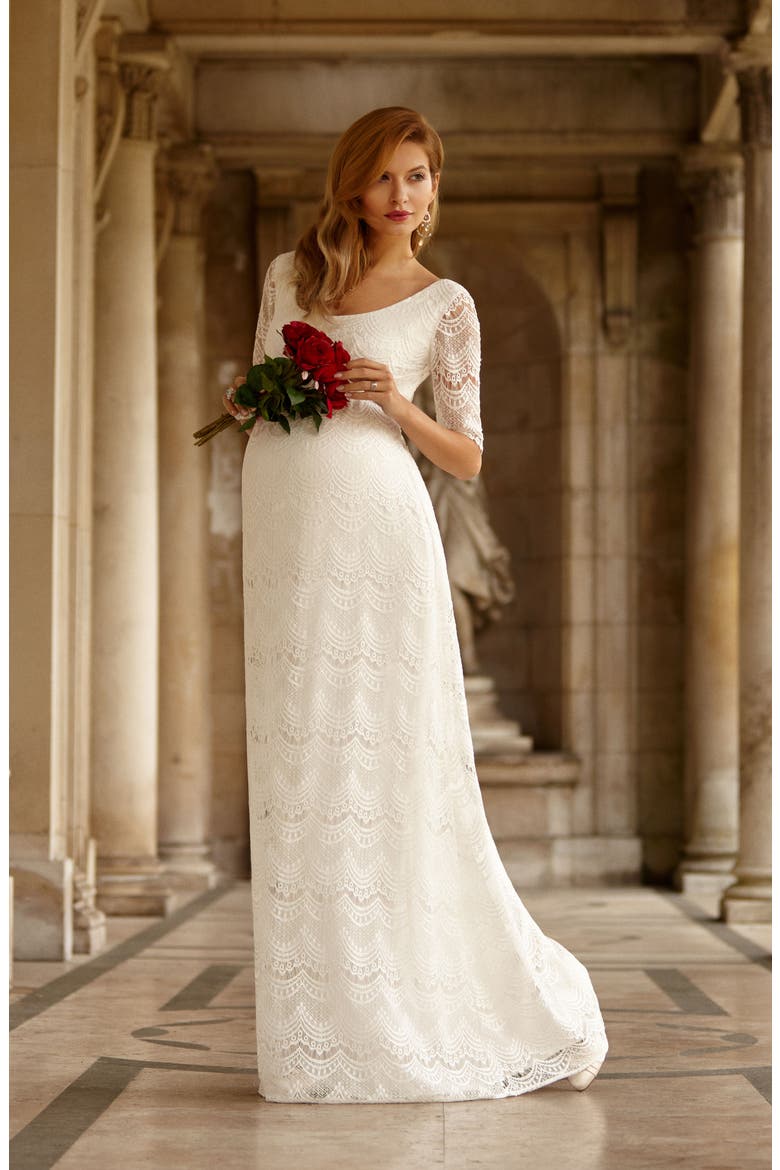 Verona Maternity Gown, Alternate, color, BRIGHT IVORY