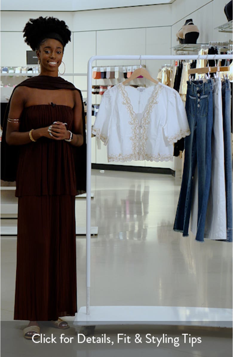 Cataluna Embroidered Cotton Poplin Crop Top, sales video thumbnail