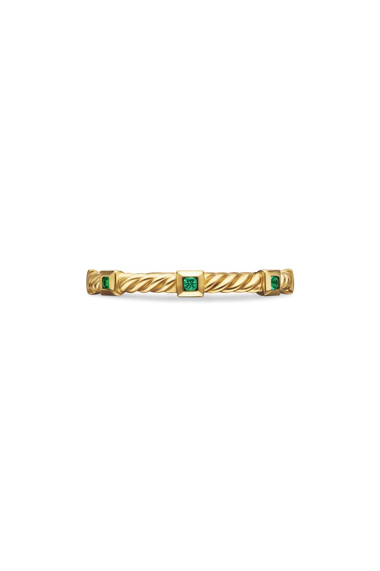 Cable Collectibles® Stack Ring in 18K Yellow Gold with Emeralds, Main, color, EMERALD 18K YELLOW GOLD