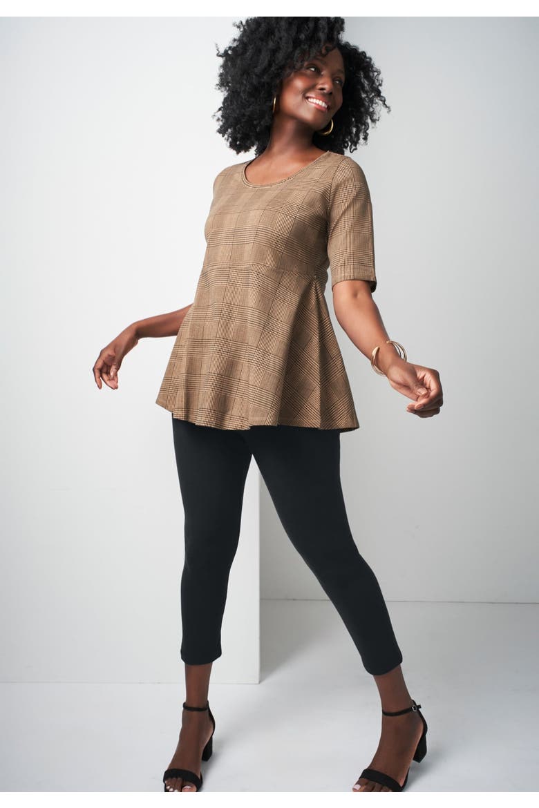 Stretch Cotton Peplum Tunic, Alternate, color, RICH BURGUNDY