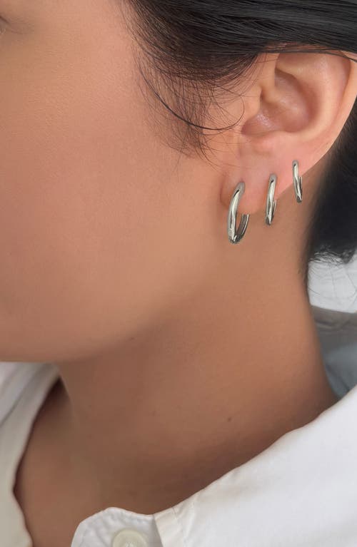 Adornia Set Of 3 Huggie Hoop Earrings In Silver