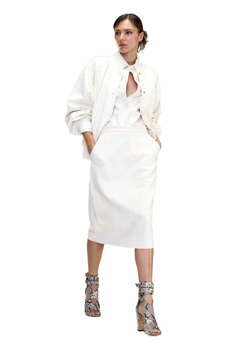 Cynthia Rowley LEATHER OVERSIZED BOMBER JACKET, Main, color,