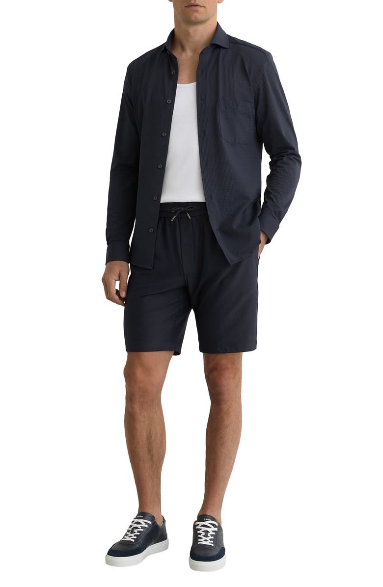 Reiss Ajay Seersucker Drawstring Shorts, Alternate, color, Navy