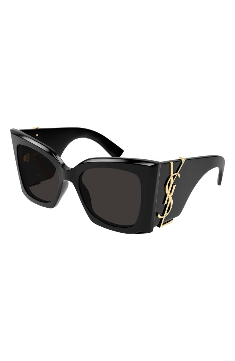 Saint Laurent Blaze 54mm Cat Eye Sunglasses, Alternate, color, Black