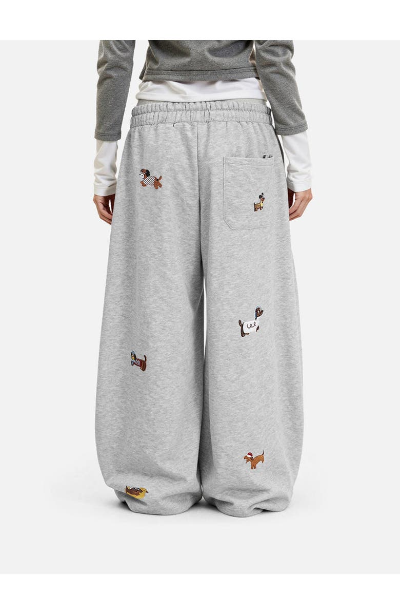 AELFRIC EDEN Embroidery Dog Baggy Barrel Sweatpants, Alternate, color, Grey