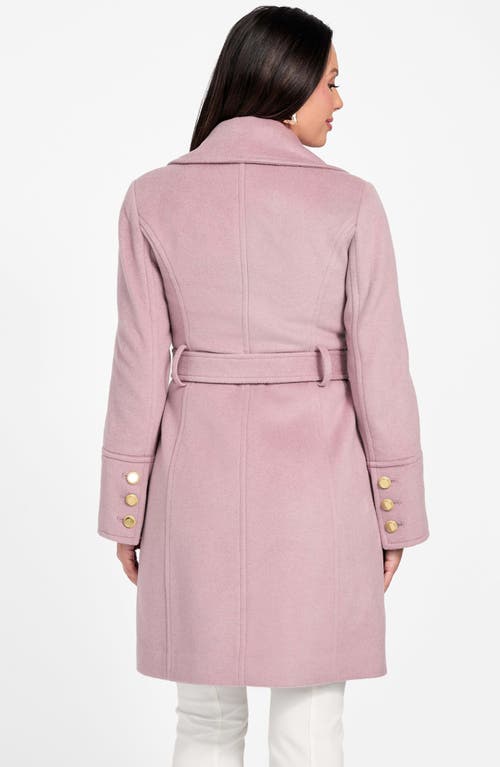 Marciano Alice Belted Coat With Removable Faux Fur Collar In Purple