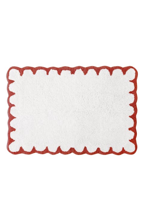 Scallop Detail Cotton Bath Mat