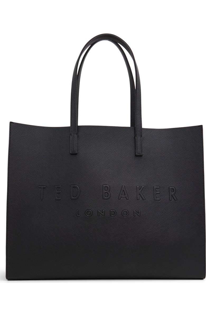 Ted Baker London Sukicon Faux Leather Tote, Main, color, Open Black