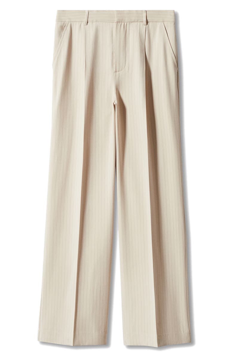 MANGO Pinstripe Wide Leg Trousers, Alternate, color, 