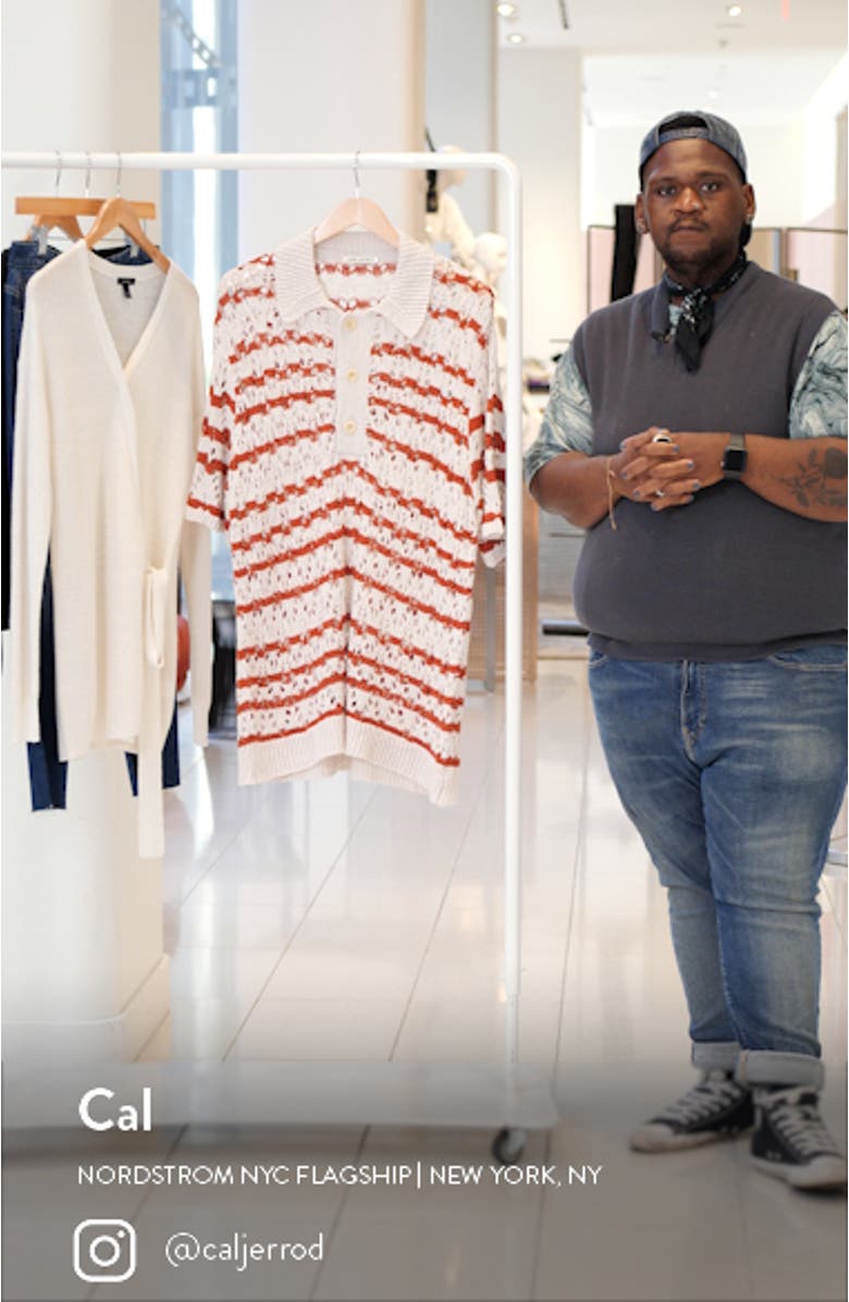 Men
s Big Piquet Oversize Stripe Hemp 
Lyocell Polo, sales video thumbnail