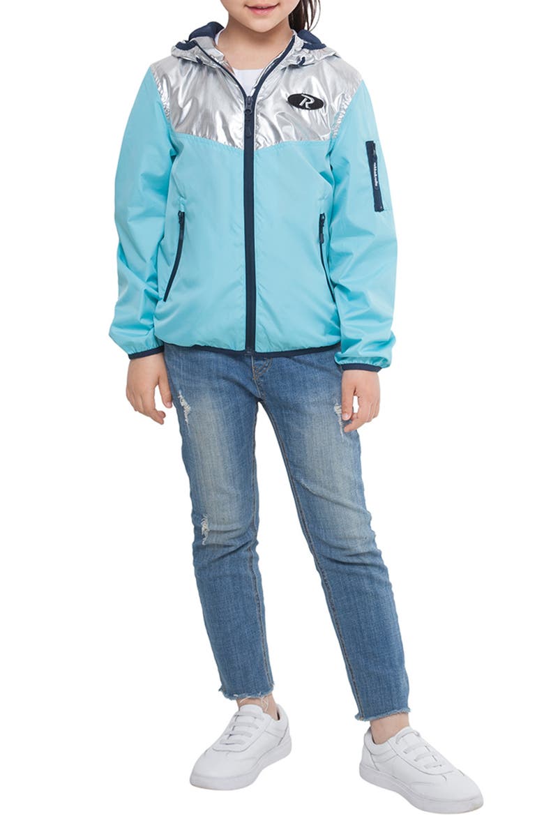 Kids' Lightweight Lined Windbreaker, Alternate, color, Metallic Teal