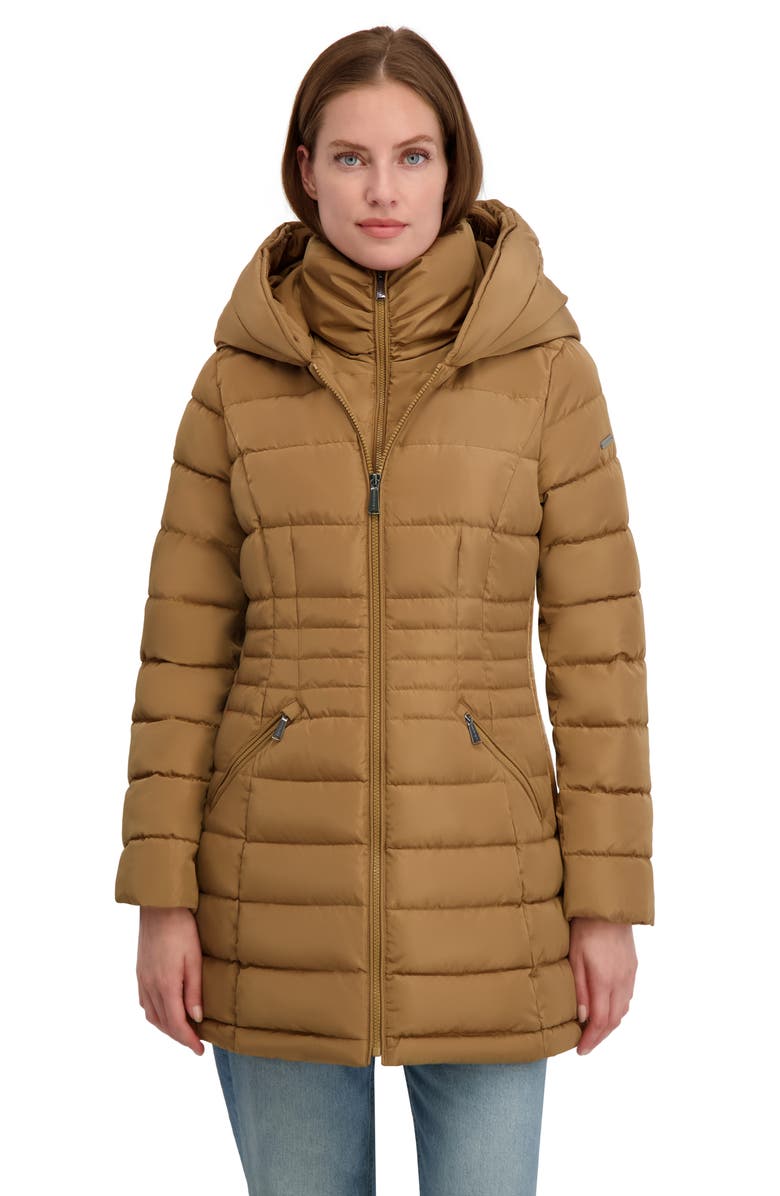 Laundry by Shelli Segal Quarter Bibbed Puffer Jacket, Alternate, color, Toffee