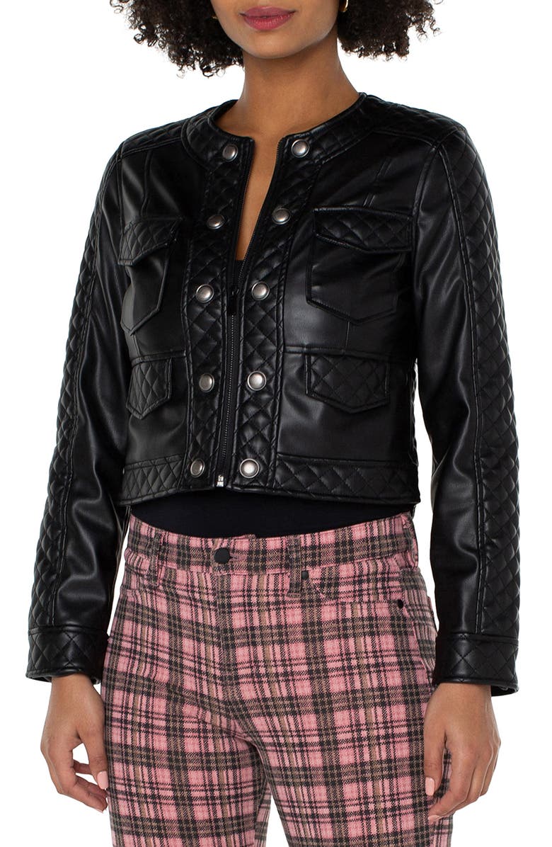 Liverpool Los Angeles Quilted Detail Faux Leather Jacket, Alternate, color, 