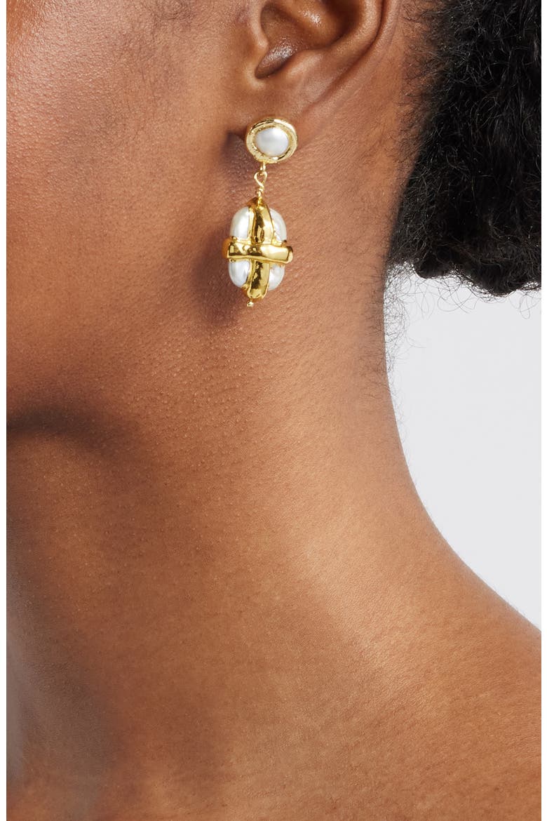 Freshwater Pearl Gift Box Drop Earrings, Alternate, color, GOLD
