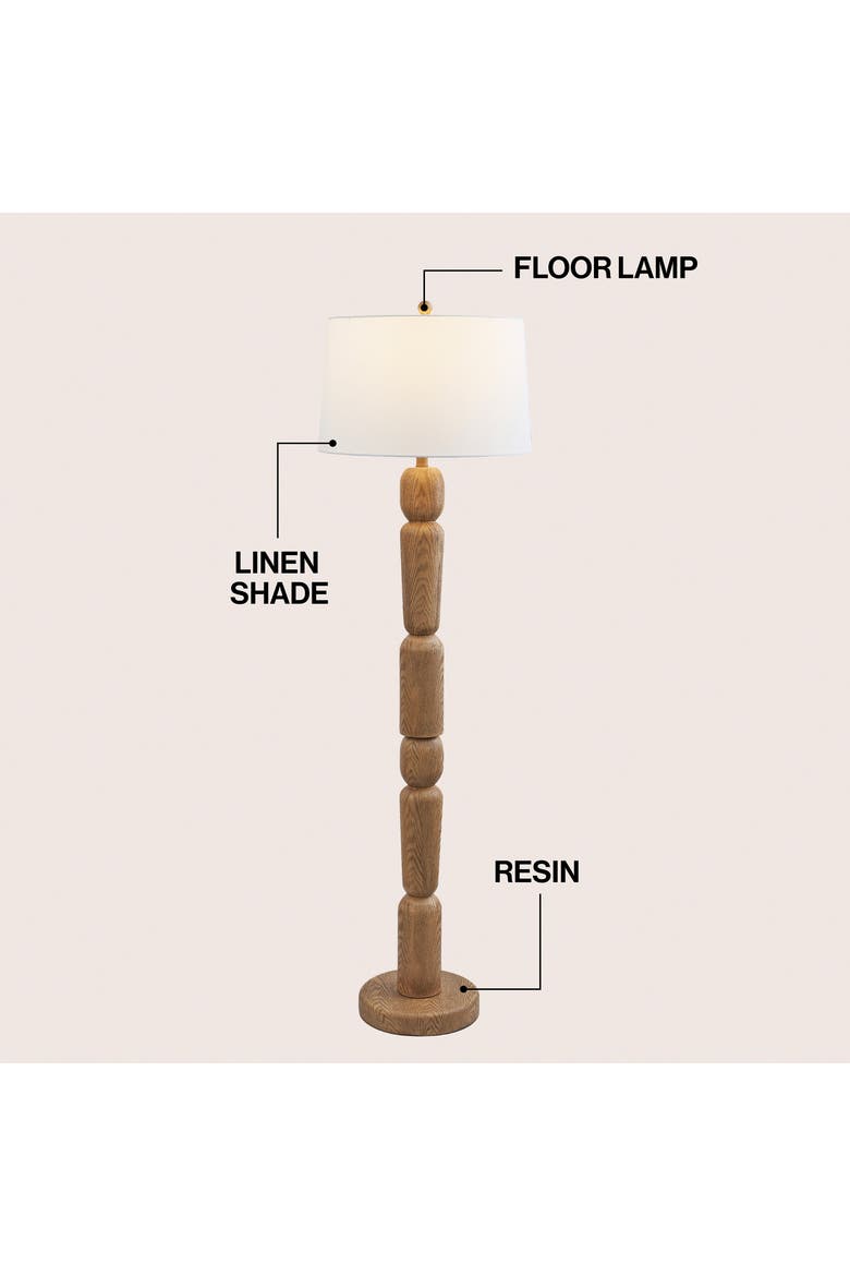 Rustara Cottage Farmhouse Turned Resin/Iron LED Floor Lamp, Alternate, color, Antique Brown Wood Finish