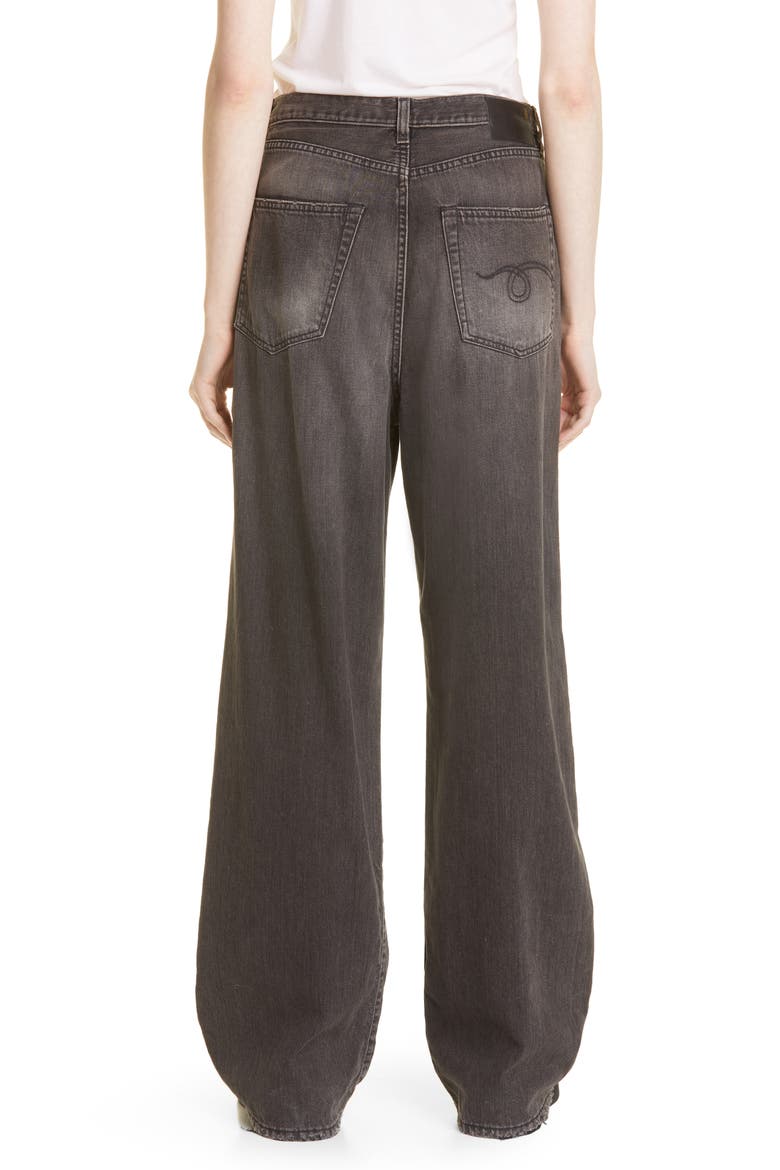 Damon Pleated High Waist Wide Leg Jeans, Alternate, color, ELLERY BLACK