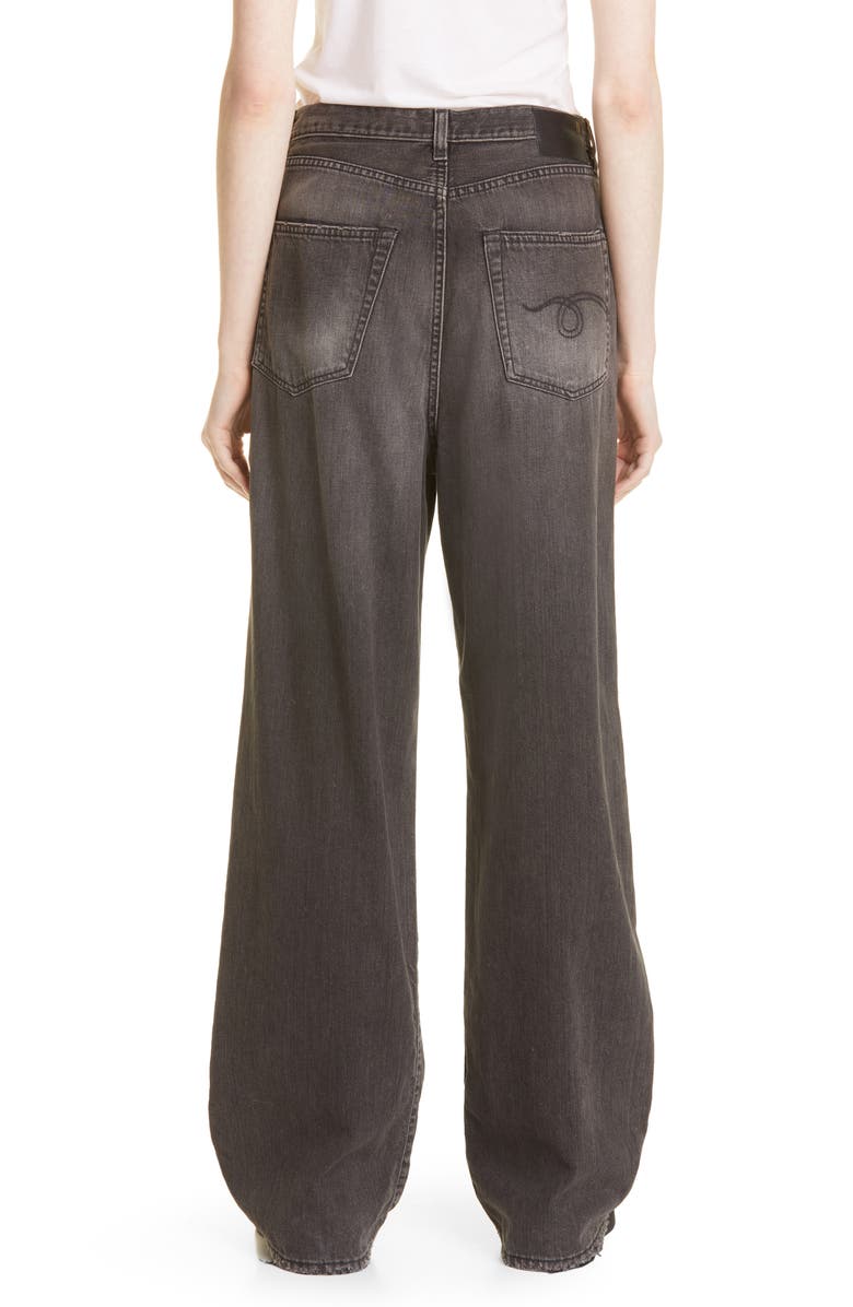 R13 Damon Pleated High Waist Wide Leg Jeans, Alternate, color,