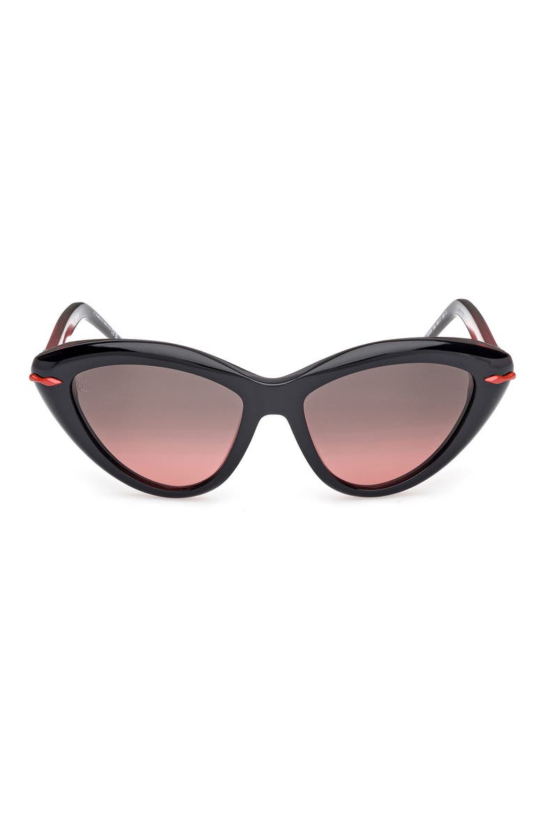 56mm Cat Eye Sunglasses, Main, color, BLACK / RED INSIDE / ZEISS