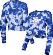 New Era Women's New Era Royal Philadelphia 76ers Tie Dye Cropped Long Sleeve T-Shirt