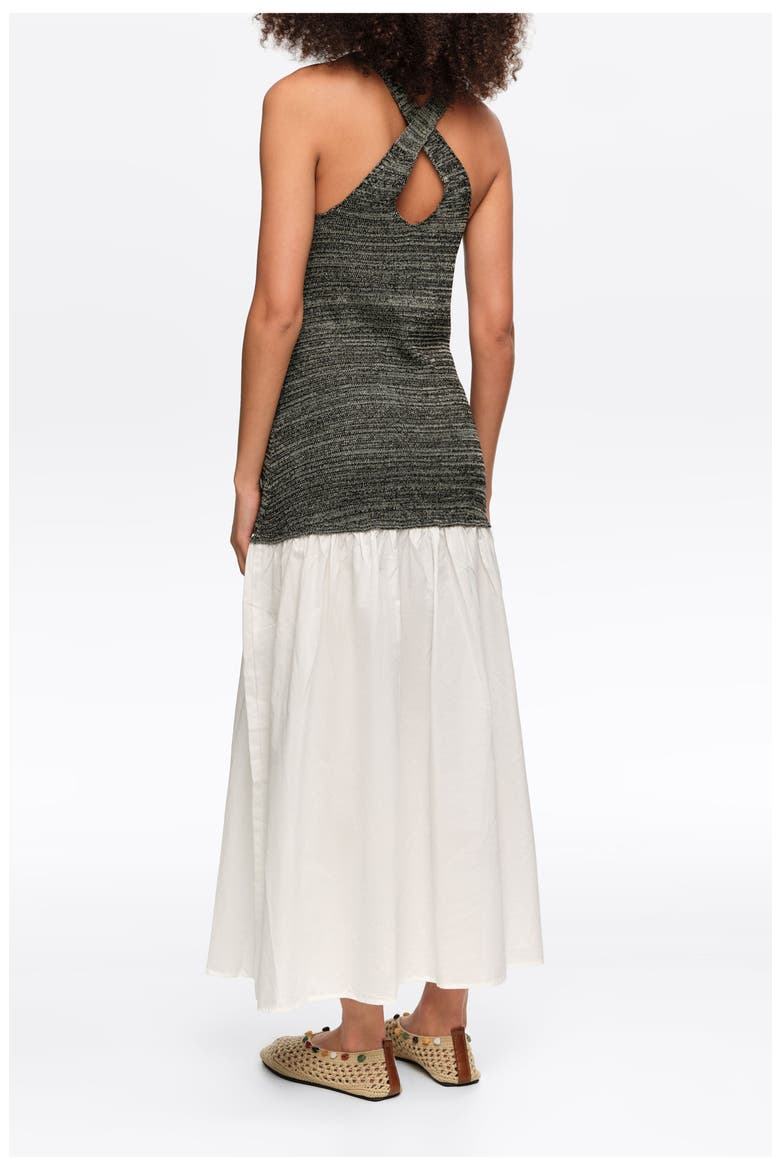 Two-Material Knit Dress, Alternate, color, WHITE
