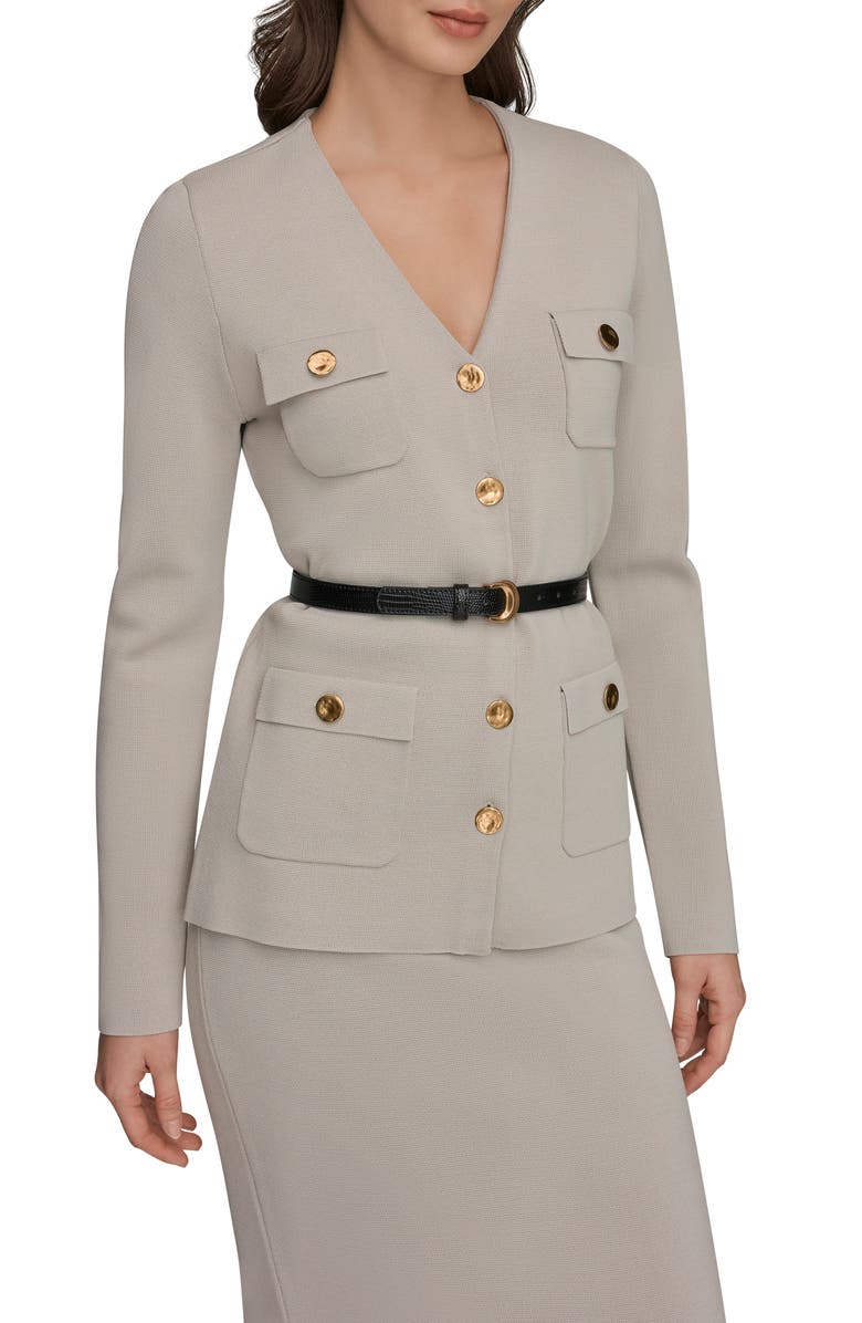 Donna Karan New York Belted Sweater Blazer, Main, color, Tuscan Grey