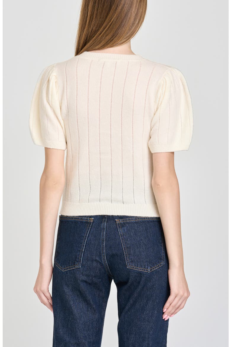 Bridget Puff Sleeve Cardigan, Alternate, color, IVORY