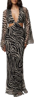 JLUXLABEL Zebra Instincts Print Maxi Dress