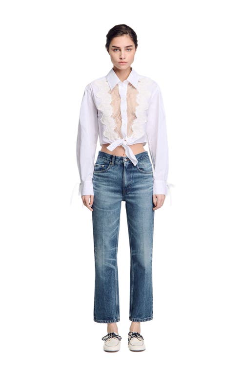 Sandro Faded High Rise Jeans In Blue Jean In Blue Jean