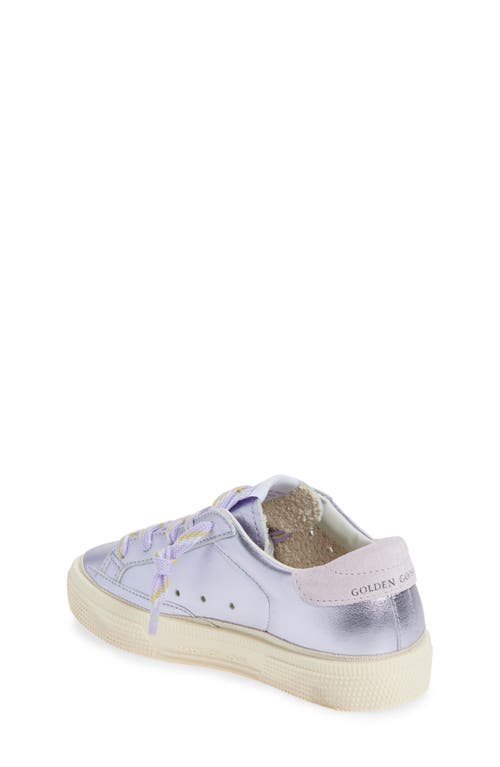 Golden Goose May School Metallic Leather Sneaker In Purple