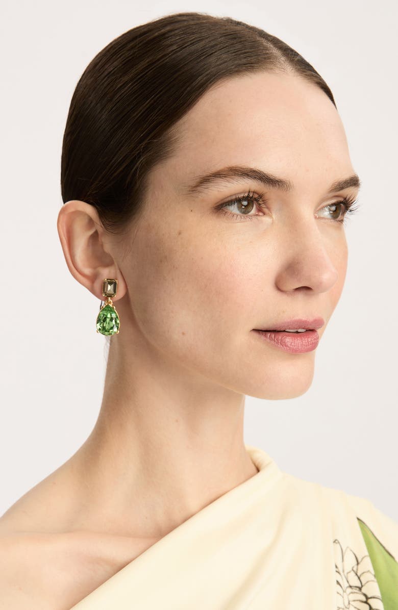 Oscar de la Renta Crystal Drop Earrings, Alternate, color, Peridot