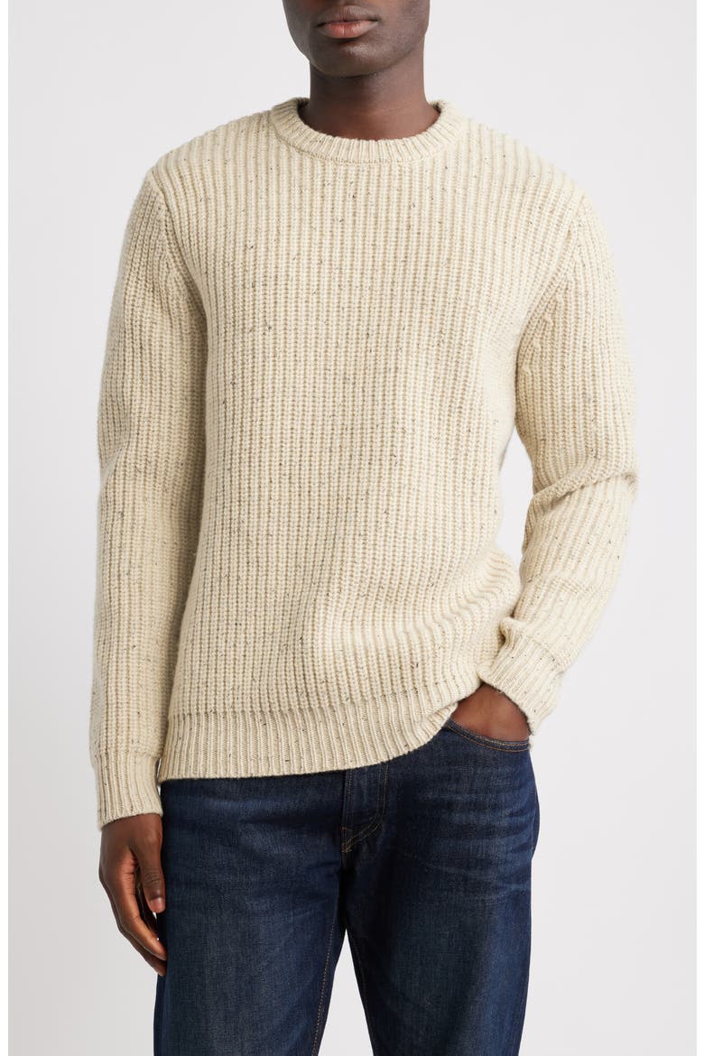 Donegal Tweed Wool Blend Crewneck Sweater, Main, color, OFF WHITE