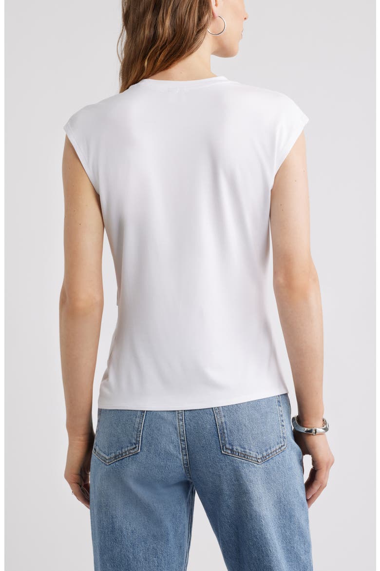 Draped Cap Sleeve Peplum Top, Alternate, color, WHITE