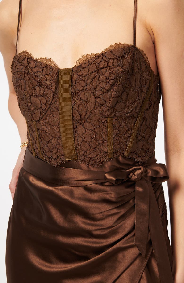 CAMI NYC Tricia Lace & Satin Slipdress, Alternate, color, Chicory