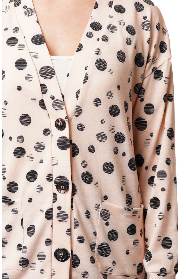 Drop Shoulder Dot French Terry Sweater, Alternate, color, PASTEL PINK/ BLACK